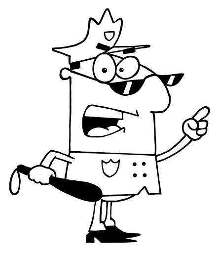 Online coloring book: Coloring book policeman in dark glasses